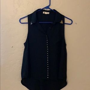 Chiffon black high low blouse